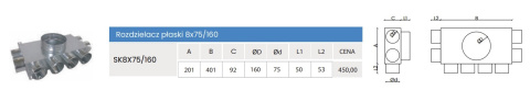 Rozdzielacz płaski 8x75/160